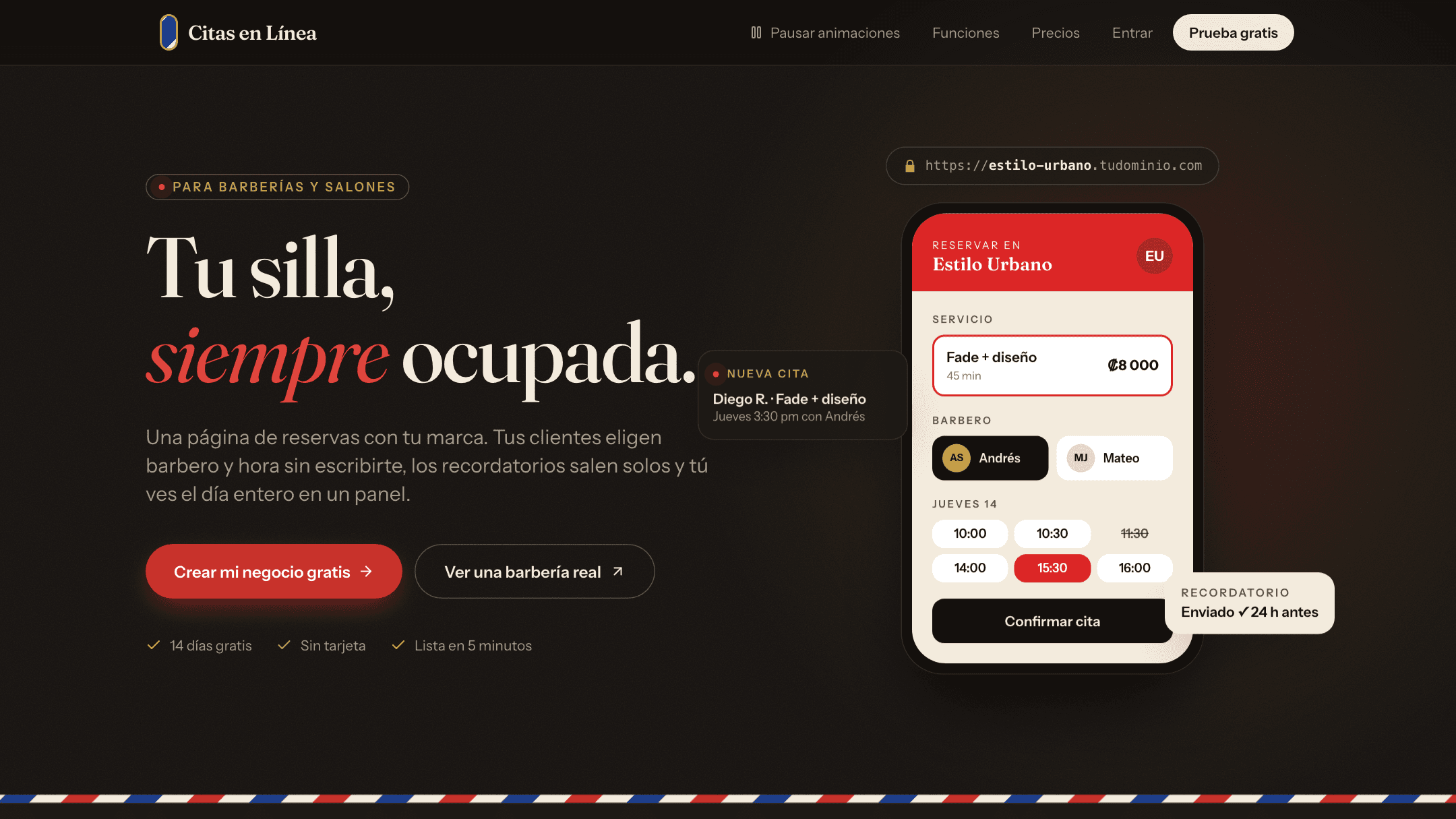 Captura de King Kong Barber — SaaS de reservas para barberías