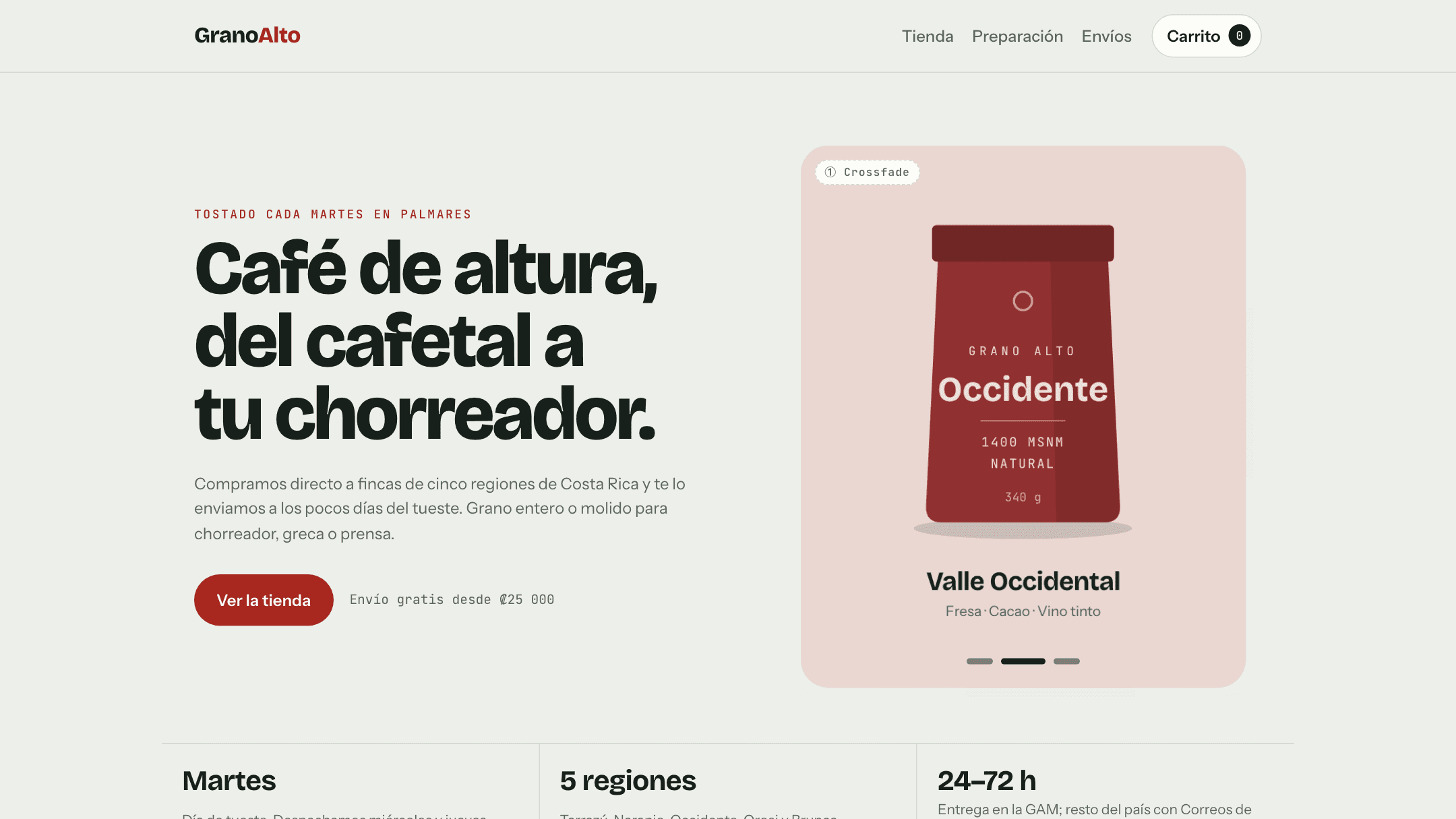 Captura de Grano Alto — Plantilla de tienda virtual