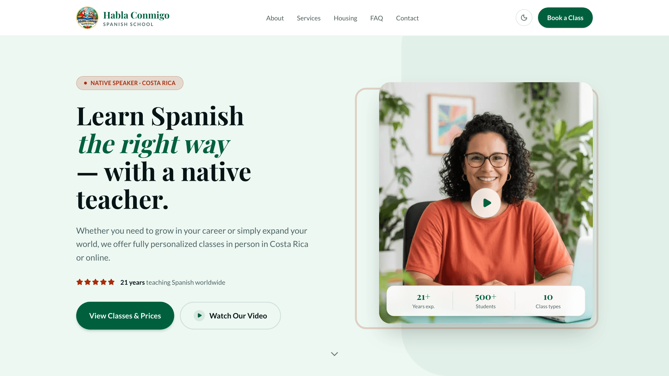 Captura de Habla Conmigo — Escuela de Español
